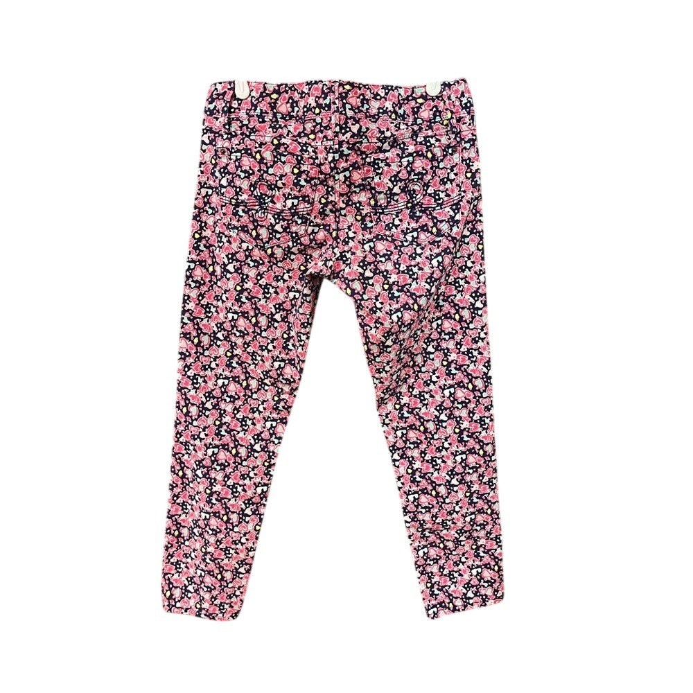 Lilly‎ Pulitzer Worth Skinny Mini Pants Pink Navy Heart Print Size 6 Ankle Crop - Picture 3 of 10